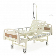 Кровать медицинская Med-Mos механическая E-8 с инфузионной стойкой, рамой для подтягивания и матрасом.